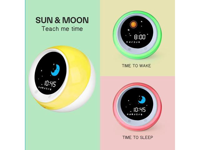 iHoo Kids Alarm Clock, Sleep Training Clock with Sun & Moon,Night Light and OK to Wake Alarm Clock for Toddlers