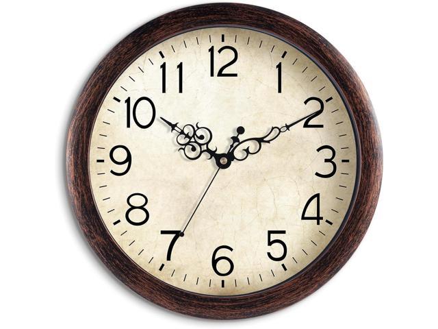 Wall Clock 10 Inch Vintage Wall Clocks Battery Operated Quartz Silent Non-Ticking Retro Rustic Style Clock Decorative for Kitchen,Bathroom, Living...