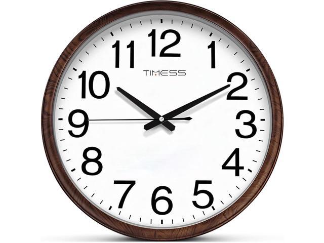 Wall Clock, Classic Wood Style Finish, 16 Inch Non-Ticking Silent Battery Operated Analog Clock, Ideal Retro Decor for Home, Bedroom, Living Room,...