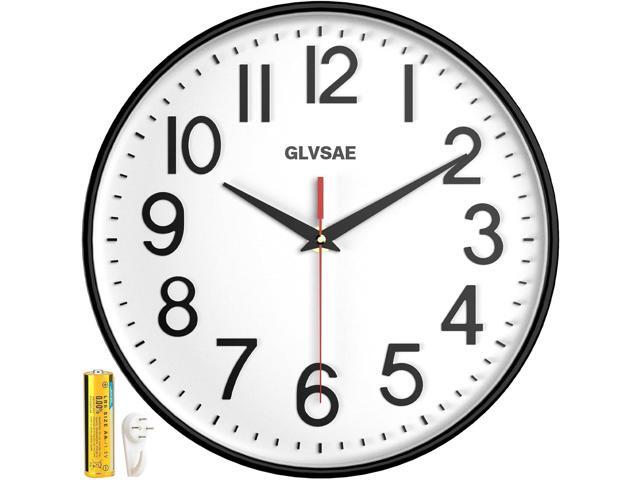 Wall Clock 12 Inches Non-Ticking Wall Clocks Battery Operated Large Easy to Read with Stereoscopic Dial Ultra-Quiet Movement Quartz for Office...