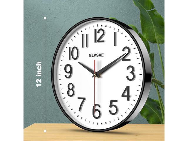 Wall Clock 12 Inches Non-Ticking Wall Clocks Battery Operated Large Easy to Read with Stereoscopic Dial Ultra-Quiet Movement Quartz for Office...
