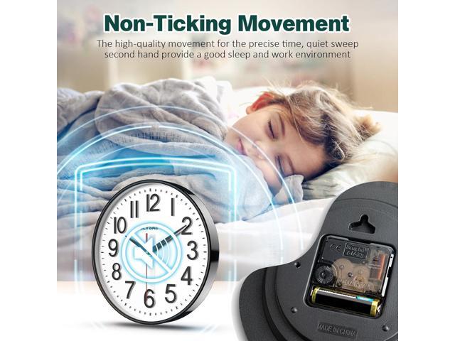 Wall Clock 12 Inches Non-Ticking Wall Clocks Battery Operated Large Easy to Read with Stereoscopic Dial Ultra-Quiet Movement Quartz for Office...