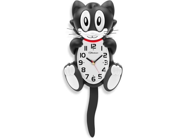 Soobest 18 Inch 3D Large Cat Wall Clock Battery Operated Silent Non Ticking with Moving Eyes and Pendulum Tail, Retro Kids Analog Wall Clock for...