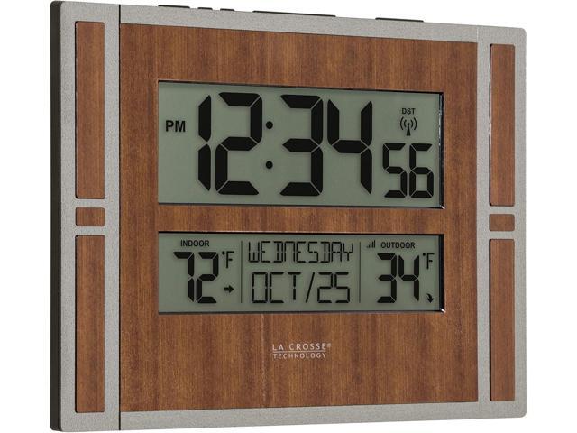 La Crosse Technology BBB86088 Atomic Digital Wall Clock with Indoor & Outdoor Temperature
