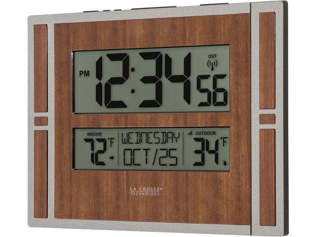 La Crosse Technology BBB86088 Atomic Digital Wall Clock with Indoor & Outdoor Temperature