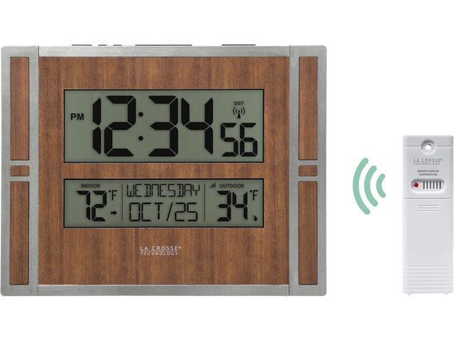 La Crosse Technology BBB86088 Atomic Digital Wall Clock with Indoor & Outdoor Temperature