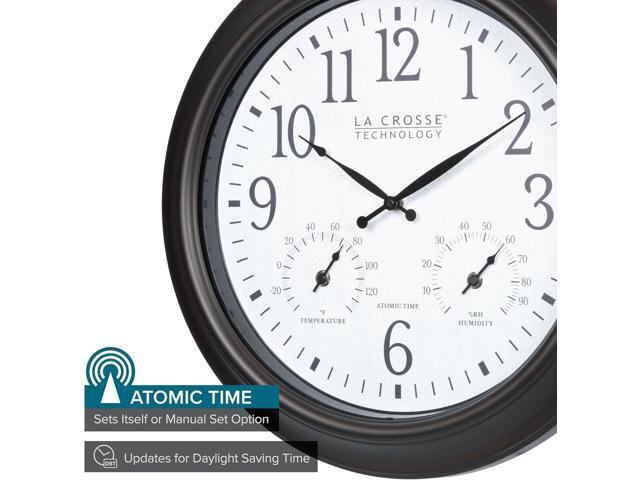 La Crosse Technology 404-89027-INT 18-inch Indoor/Outdoor Brown Atomic Analog Wall Clock