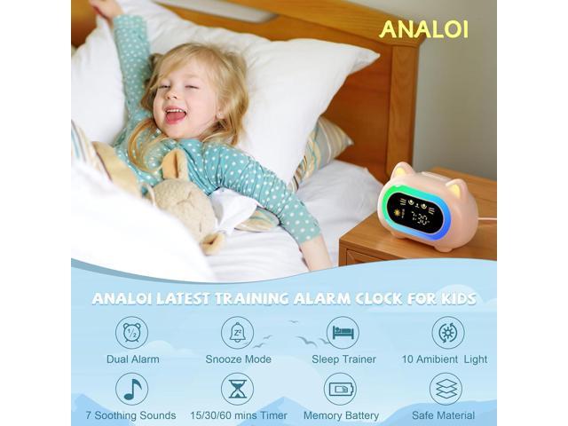 Alarm Clock for Kids, Ok to Wake Clock for Kids with Eye Protection Sleep Training Auto Off Feature 10 Night Light Dual Alarm, Kids Alarm Clock for...