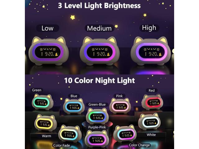 Alarm Clock for Kids, Ok to Wake Clock for Kids with Eye Protection Sleep Training Auto Off Feature 10 Night Light Dual Alarm, Kids Alarm Clock for...