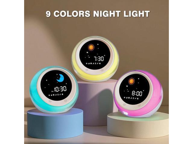 iHoo Kids Alarm Clock, Sleep Training Clock with Sun & Moon,Night Light and OK to Wake Alarm Clock for Toddlers