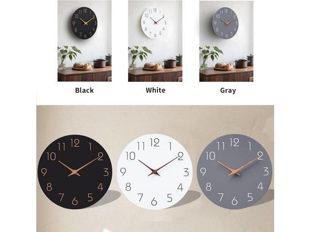 Mosewa Wall Clock 14 Inch Gray Battery Operated Silent Non Ticking Simple Modern Wood Clock Decorative for Bedroom Living Room Kitchen Home Office