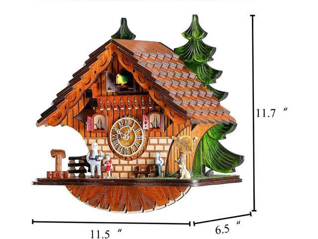 Kintrot Cuckoo Clock Traditional Chalet Black Forest House Clock Handcrafted Wooden Wall Pendulum Quartz Clock