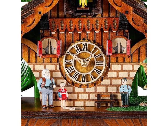 Kintrot Cuckoo Clock Traditional Chalet Black Forest House Clock Handcrafted Wooden Wall Pendulum Quartz Clock
