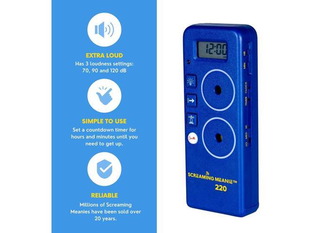 Screaming Meanie 220 Alarm Clock and Timer, Extremely Loud for Deep Sleepers, Multi-Purpose Clock, 3 Sound Levels (with 9v Battery Included) - Blue