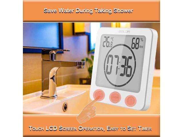 Waterproof Hanging Wall Clock Shower Timer, Large Digital Bathroom Alarm Clock for Kids, Big Visual Kitchen Cooking Countdown Timer, Bath...