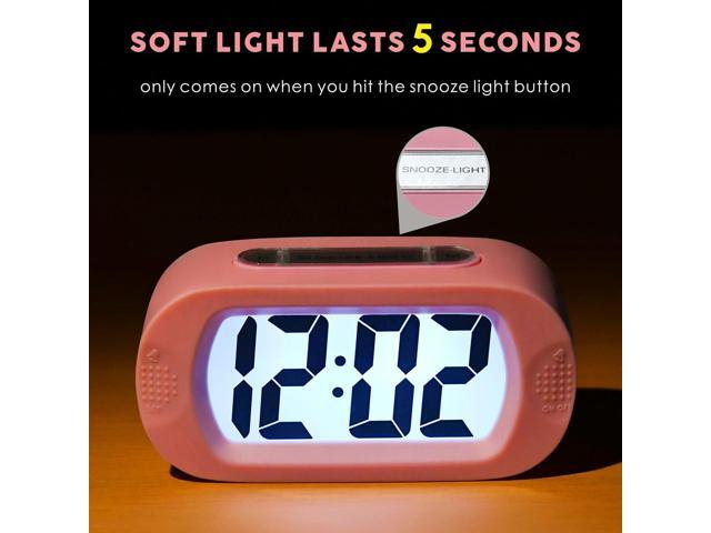 Plumeet Kids Alarm Clock Large Digital LCD Travel Alarm Clocks with Snooze and Night Light - Ascending Sound and Handheld Size - Best Gift for Kids...