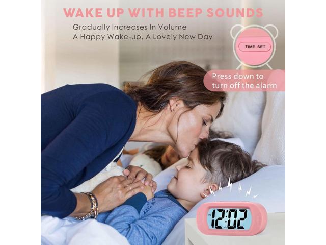 Plumeet Kids Alarm Clock Large Digital LCD Travel Alarm Clocks with Snooze and Night Light - Ascending Sound and Handheld Size - Best Gift for Kids...