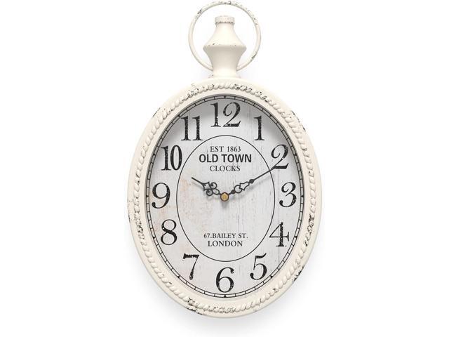 Menterry Small Retro Oval Wall Clock, Antique Old Design, White Vintage Style, Battery Operated Silent Decor Wall Clocks for...