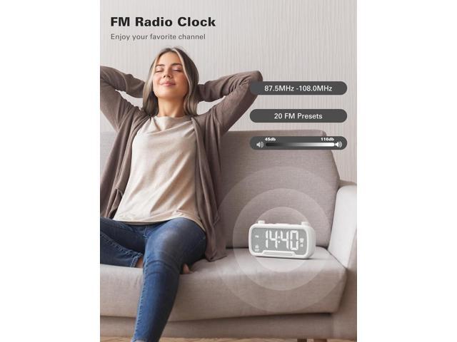 Alarm Clock with Bluetooth Speaker, FM Radio, Alarm Clock for Bedroom with USB Chargers, Dimmer and 12/24H,Snooze,Battery Backup, Plugged in Clock...