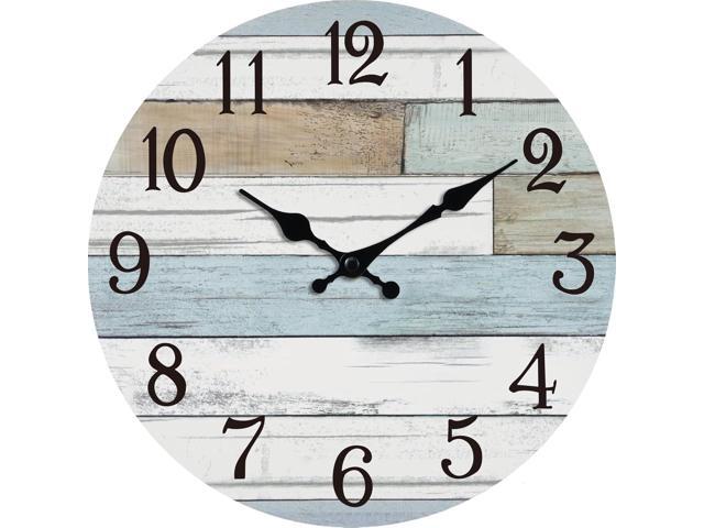 Wall Clock Battery Operated 12 Inch Silent Non Ticking Coastal Design Country Rustic Retro Decorative for Bathroom Kitchen Living Room Bedroom