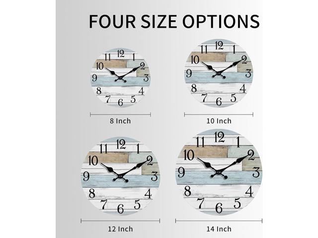Wall Clock Battery Operated 12 Inch Silent Non Ticking Coastal Design Country Rustic Retro Decorative for Bathroom Kitchen Living Room Bedroom