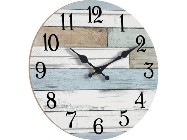 Wall Clock Battery Operated 12 Inch Silent Non Ticking Coastal Design Country Rustic Retro Decorative for Bathroom Kitchen Living Room Bedroom