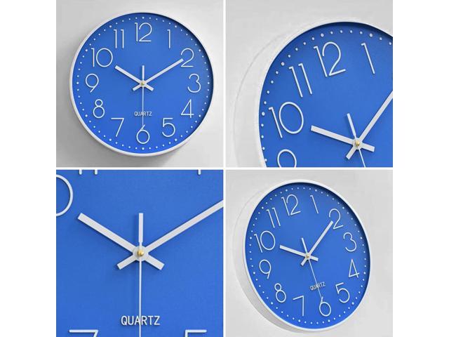 Large Digital Wall Clock 12 Inch Simple Silent Wall Clocks Decorative Clock for Bathroom, Living Room, Kitchen, Classroom, Office Easy to Read - Blue