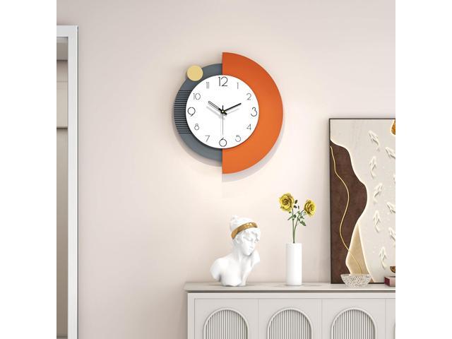 FLEBLE Modern Wall Clocks for Living Room Decor Large Decorative Wall Clock Battery Operated for Bedroom Office Kitchen Home Black Wood Silent Wall...