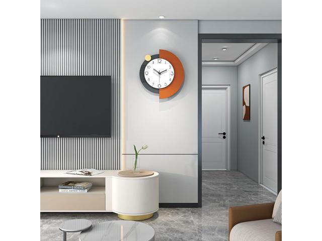 FLEBLE Modern Wall Clocks for Living Room Decor Large Decorative Wall Clock Battery Operated for Bedroom Office Kitchen Home Black Wood Silent Wall...