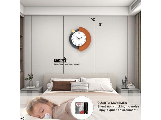 FLEBLE Modern Wall Clocks for Living Room Decor Large Decorative Wall Clock Battery Operated for Bedroom Office Kitchen Home Black Wood Silent Wall...