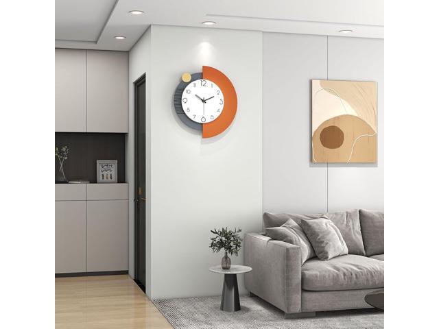 FLEBLE Modern Wall Clocks for Living Room Decor Large Decorative Wall Clock Battery Operated for Bedroom Office Kitchen Home Black Wood Silent Wall...