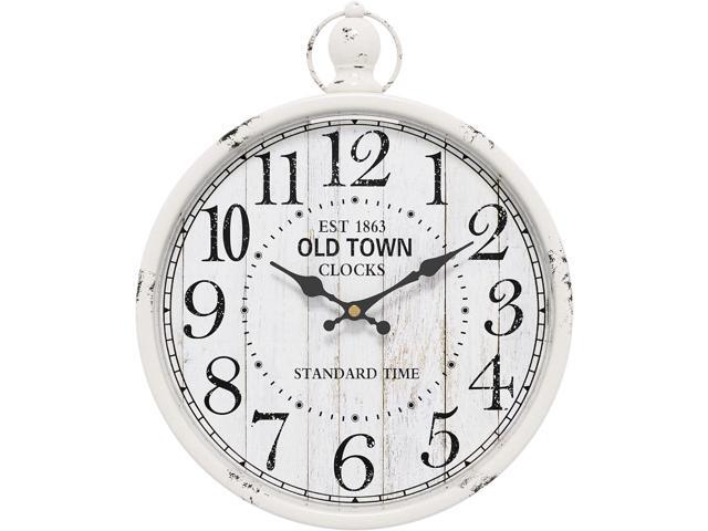 Menterry Retro Round Wall Clock. White Vintage Antique Style. Battery Operated Silent Wall Clocks for Farmhouse,Bathroom,Kitchen,Bedroom,Office,...