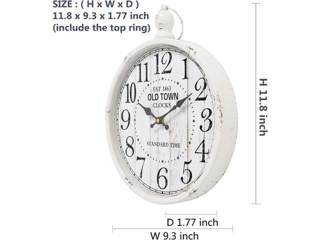 Menterry Retro Round Wall Clock. White Vintage Antique Style. Battery Operated Silent Wall Clocks for Farmhouse,Bathroom,Kitchen,Bedroom,Office,...