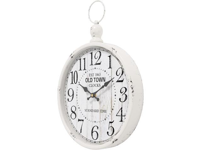 Menterry Retro Round Wall Clock. White Vintage Antique Style. Battery Operated Silent Wall Clocks for Farmhouse,Bathroom,Kitchen,Bedroom,Office,...
