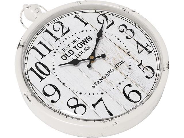 Menterry Retro Round Wall Clock. White Vintage Antique Style. Battery Operated Silent Wall Clocks for Farmhouse,Bathroom,Kitchen,Bedroom,Office,...