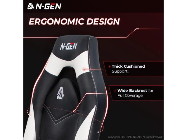 N-GEN Video Gaming Chair Ergonomic Computer Desk Office Chair with Lumbar Support Adjustable Height Swivel Wheels Flip-Up Arms PU Leather Home and...