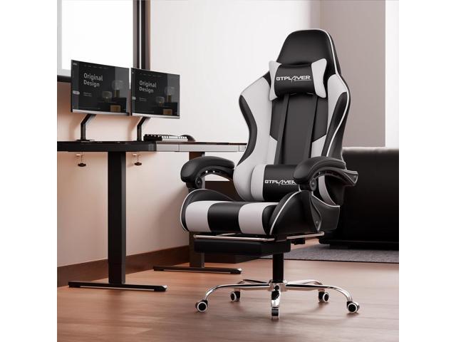 GTPLAYER Gaming Chair, Computer Chair with Footrest and Lumbar Support, Height Adjustable Game Chair with 360°-Swivel Seat and Headrest and for...