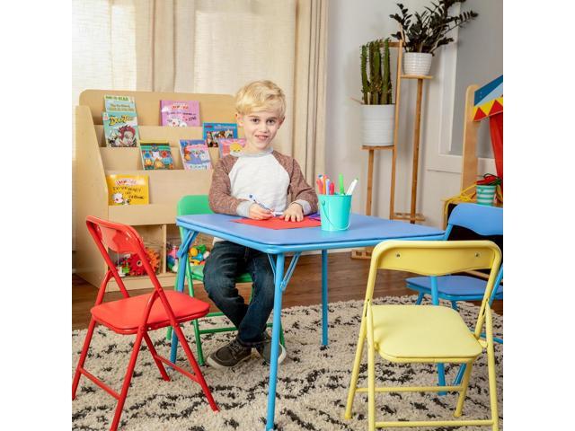 Flash Furniture Mindy Kids 5-Piece set Folding Square Table and Chairs Set for Daycare and Classrooms, Children's Activity Table and Chairs Set,...