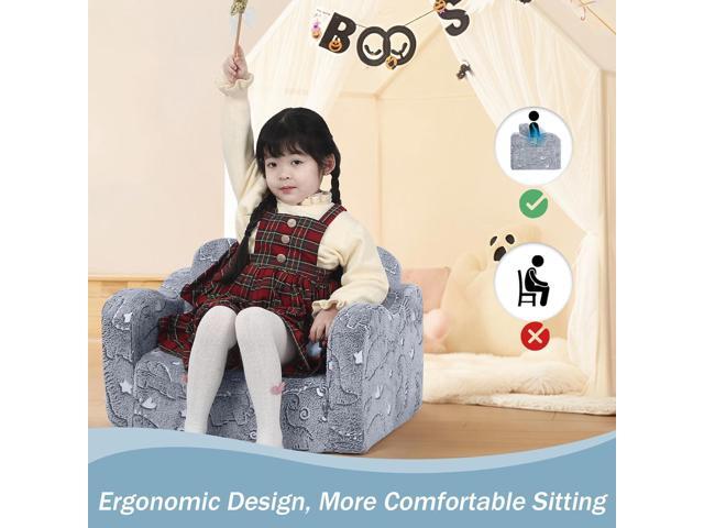 MeMoreCool Kids Dinosaur Couch, Foldable Toddler Chair, Glow in The Dark Convertible Sofa Bed, Fold Out Lounge for Boys Ages 1-3 in Playroom, Comfy...