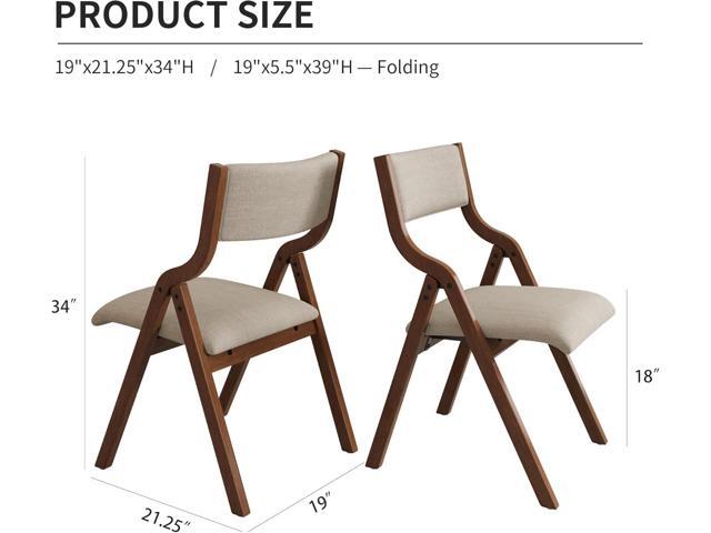 Ball & Cast Modern Folding Chairs Folding Dining Room Chairs Set of 2, 18' Seat Height, Taupe