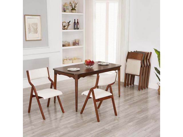 Ball & Cast Modern Folding Chairs Folding Dining Room Chairs Set of 2, 18' Seat Height, Taupe