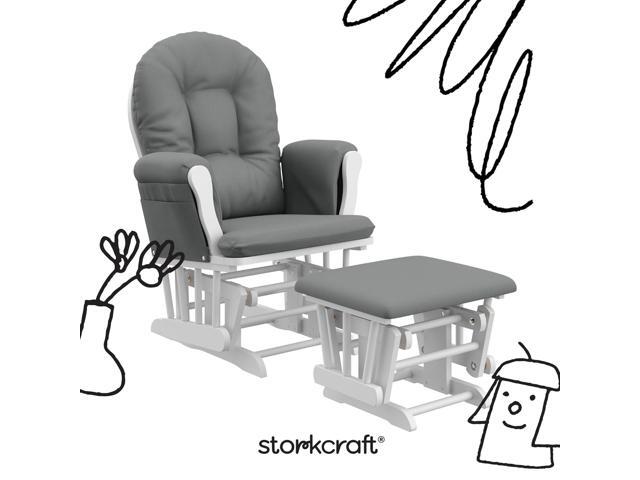 Storkcraft Premium Hoop Glider & Ottoman (White/Gray) GREENGUARD Gold Certified Nursery Glider, Solid Wood Craftsmanship, Smooth-Gliding Nursery...