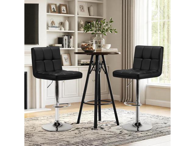Yaheetech Bar Stools Set of 2, Adjustable PU Leather Swivel Barstools, Modern Counter Stools with Back and Footrest, Counter Height Barstools for...