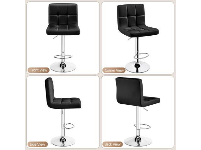 Yaheetech Bar Stools Set of 2, Adjustable PU Leather Swivel Barstools, Modern Counter Stools with Back and Footrest, Counter Height Barstools for...