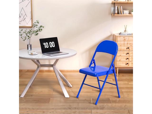 VECELO Metal Folding Chairs 4 Pack, Double Hinged Steel Frame Easy Foldable & Stackable for Office Kitchen Dinning Wedding Patio and Garden