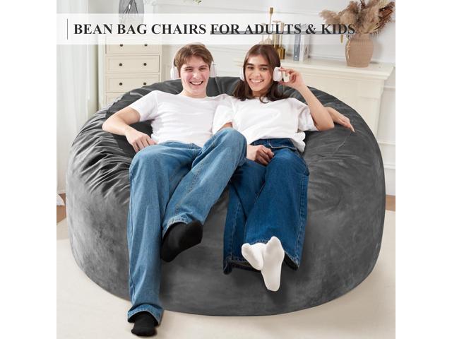 Homguava 5FT Bean Bag Chair Giant BeanBag with Memory Foam Filled, Comfy Bean Bag Chairs for Adults, Adult Bean Bag Chair with Dutch Velvet Cover...