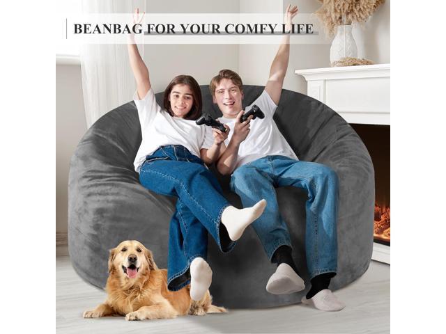 Homguava 5FT Bean Bag Chair Giant BeanBag with Memory Foam Filled, Comfy Bean Bag Chairs for Adults, Adult Bean Bag Chair with Dutch Velvet Cover...
