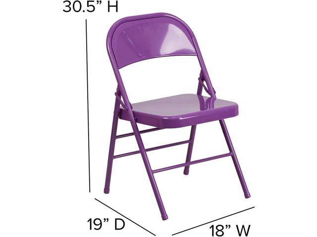 Flash Furniture Metal Folding Chairs, Impulsive Purple (Pack of 2)