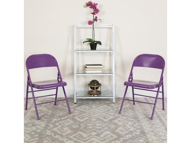 Flash Furniture Metal Folding Chairs, Impulsive Purple (Pack of 2)