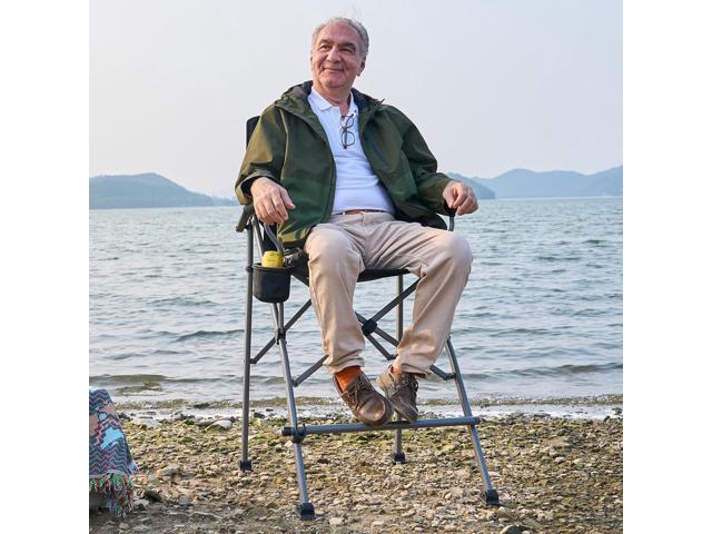 EVER ADVANCED Tall Directors Chair with Cup Holder 31', Bar Height Folding Chair for Camping, Sports with Carry Bag, Mesh Pockets and Footrest,...